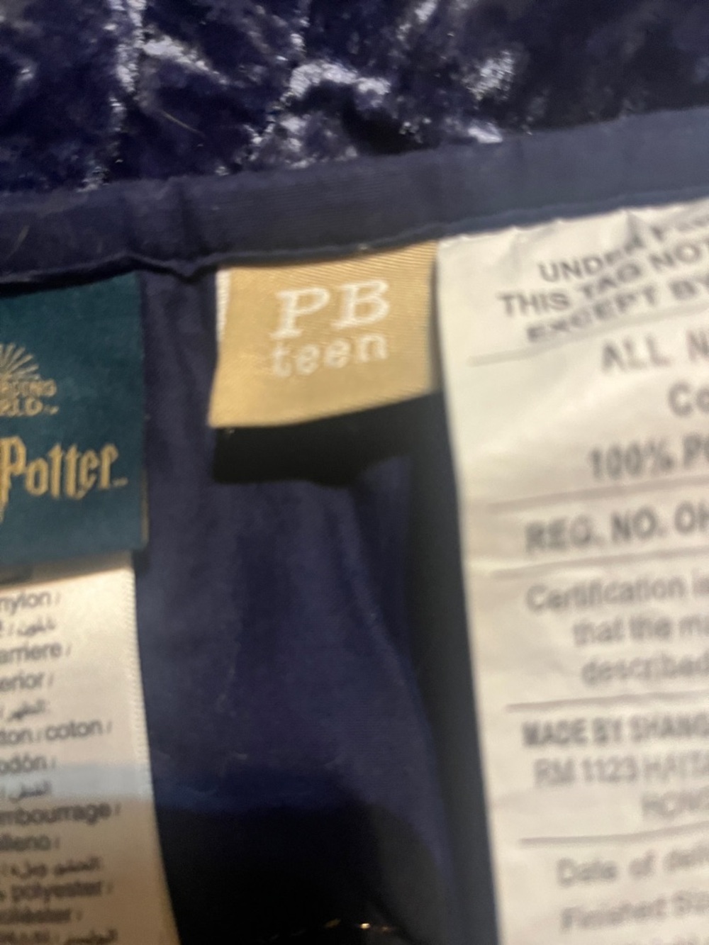 Pottery Barn Teen Plush Velvet Comforter in Deep Navy Blue - Picture 4 of 5